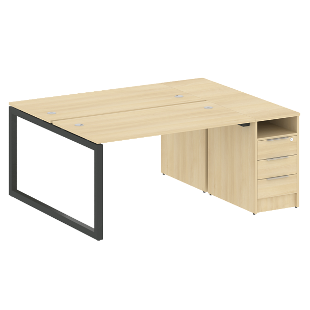 Metal System Quattro Р. ст. с тумбой на О-образном м/к 50БО.РС-СТП-2.3 Акация/Антрацит металл 1812*1475*750 - Вид 1