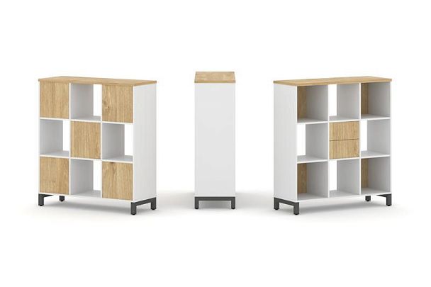 Стайл Проджект Набор стеллажа 1 сторон., 3 яр. SN.NS-331 Белый/Тиквуд Светлый/Металл Антрацит 1121*4 - Вид 1