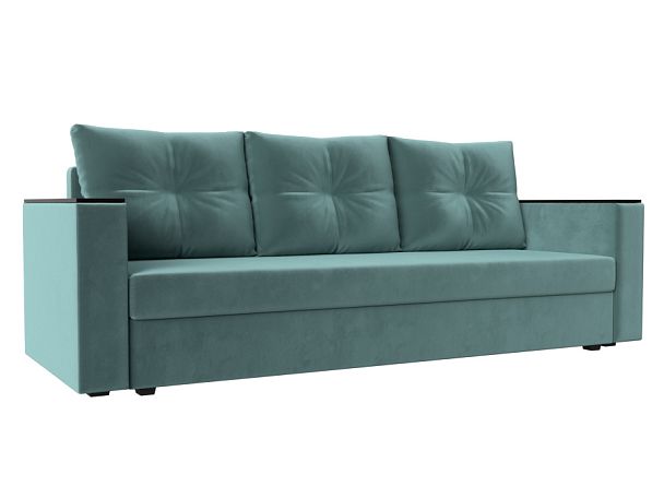 Диван прямой Атланта Лайт без стола (полностью велюр бирюзовый) - Вид 1