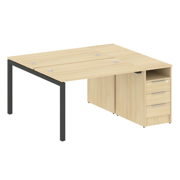 Metal System Quattro Р. ст. с тумбой на П-образном м/к 50БП.РС-СТП-2.2 Акация/Антрацит металл 1612*1475*750 - Вид 1