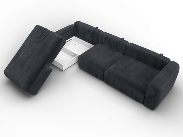Диван угловой Лига-066 НПБ Лонг угол левый Велюр серый - Вид 7