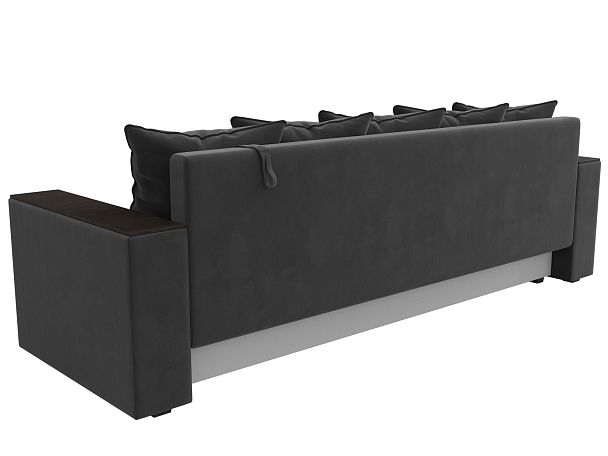 Диван прямой Дубай Лайт полки слева (полностью велюр серый) - Вид 6