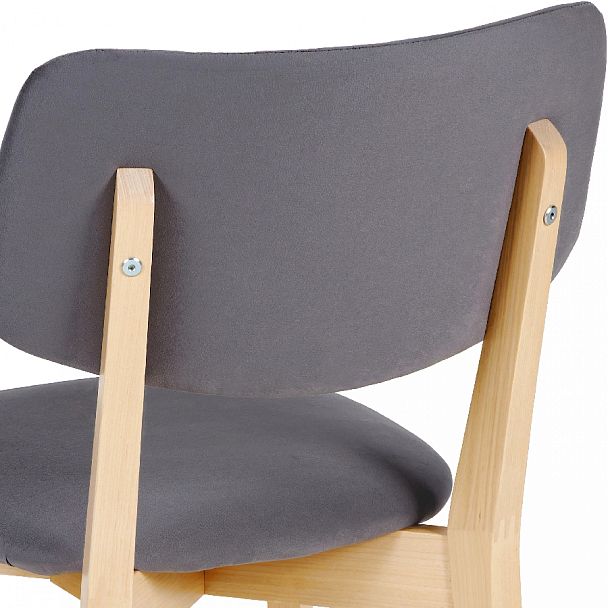 Комплект деревянных стульев с мягким сиденьем Мэти Натуральный/Серый велюр, 3 шт. - Вид 7