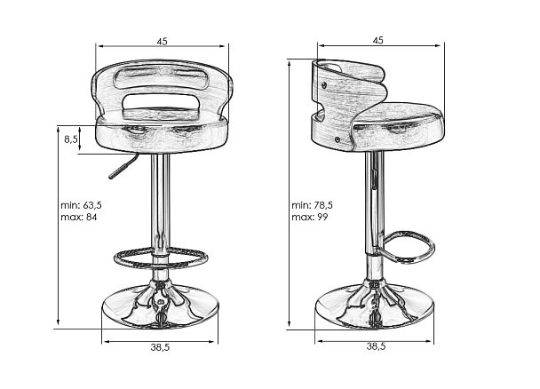 Набор 2 шт Стул барный DOBRIN FRED BLACK (чёрное дерево, чёрный) - Вид 9