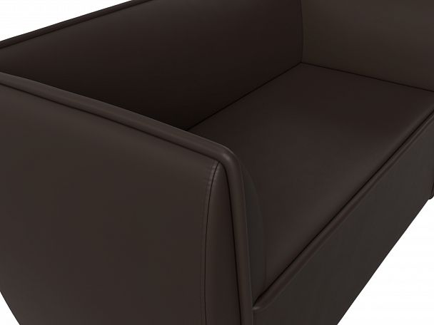 Прямой диван Бергамо 2-х местный (полностью экокожа коричневая) - Вид 4