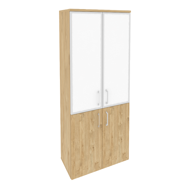 Onix Шкаф высокий широкий O.ST-1.2 R white Тиквуд светлый/Стекло 800*420*1977 - Вид 1
