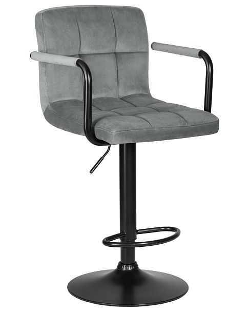 Стул барный DOBRIN KRUGER ARM BLACK (серый велюр (MJ9-75)) - Вид 1