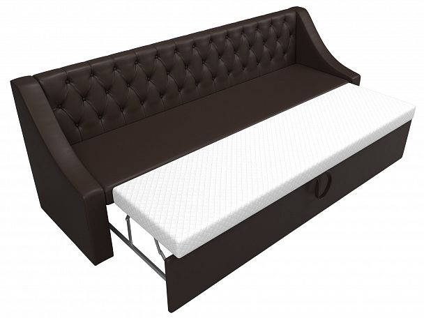 Кухонный прямой диван Мерлин (полностью экокожа коричневая) - Вид 6