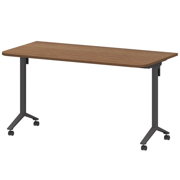 Стол мобильный складной радиусный МБ22-140.70Р Орех/Антрацит 1400x700x750 Моби - Вид 1