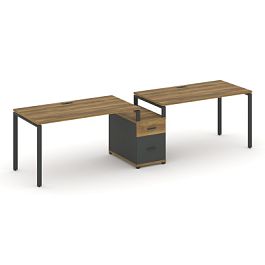 Concept Рабочая станция 2 места с 1 опорной тумбой CN.ORS-305 W Сандал Янтарный/Антрацит/Металл Антрацит 2272*720*750 - Фото предпросмотра