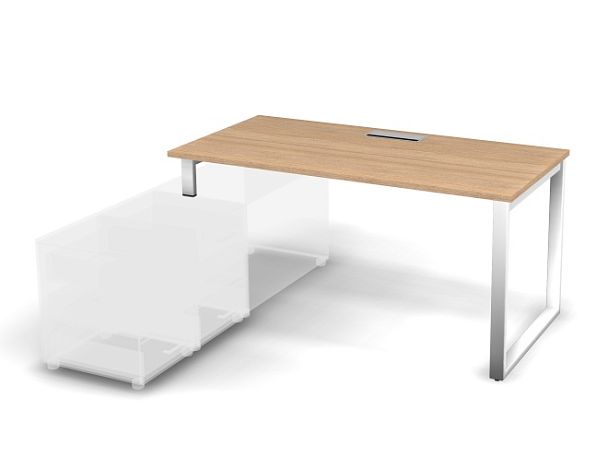MATRIX 121B105-O Стол прямой с опорой на тумбу, пров. Merida (O-опоры) 1580х780х775 Швейц-й вяз/Белы - Вид 1