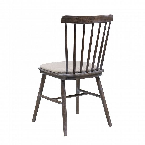 Стул Такер старинный орех с белой патиной с подушкой рогожка Ametist  bravo white - Вид 4
