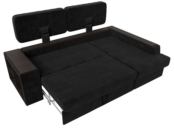 Угловой диван Брюссель правый (полностью велюр черный) - Вид 8