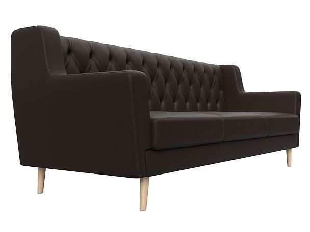 Прямой диван Брайтон 3 Люкс (полностью экокожа коричневая) - Вид 3