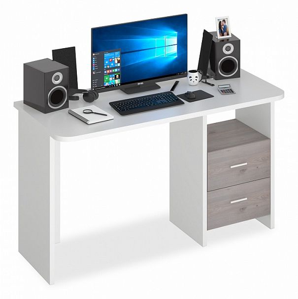 Стол письменный Домино Lite СКЛ-Прям130Р Белый/Нельсон - Вид 1