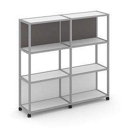 Shelf Mobile Стеллаж 4 уровня 2 секции VR.LT-STK-415.10 Белый Бриллиант/Металл Серый/W-26 1970*400*1523 - Фото предпросмотра
