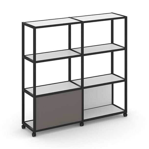 Shelf Mobile Стеллаж 4 уровня 2 секции VR.LT-STK-413.08 Белый Бриллиант/Металл Черный/W-26 1570*400*1523 - Вид 1