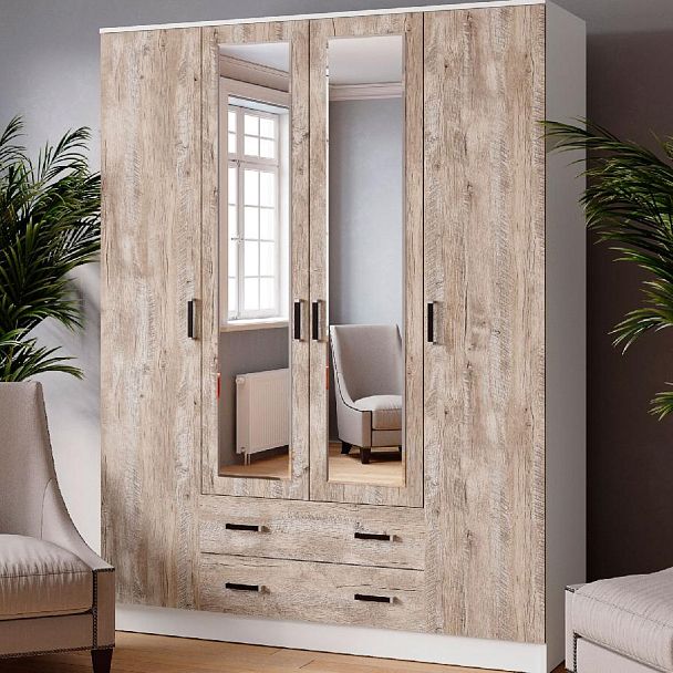 Шкаф комбинированный Лагуна-016  (1600*2100*510) белый/дуб юкон - Вид 1