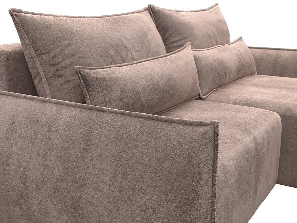 Диван угловой Лига-051 НПБ угол универсальный Велюр бежевый - Вид 4