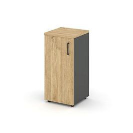 Style Project Шкаф низкий узкий SN.STU.E-301(L) Антрацит/Тиквуд Светлый/Черный Ручки 400*400*833 - Фото предпросмотра