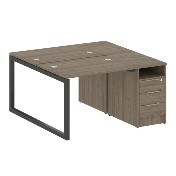 Metal System Quattro Р. ст. с тумбой на О-образном м/к 50БО.РС-СТП-2.1 Вяз/Антрацит металл 1412*1475*750 - Вид 1