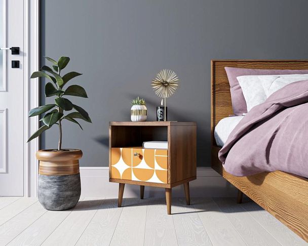 Тумбочка Berber с одним ящиком 14 принт арт BB06/Print_14, разноцветная - Вид 3