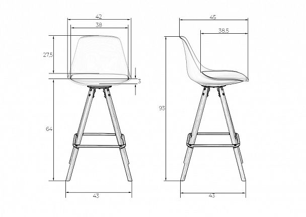 Стул полубарный DOBRIN RONNI (ножки светлый бук, белый (ZL-W-02)) - Вид 10