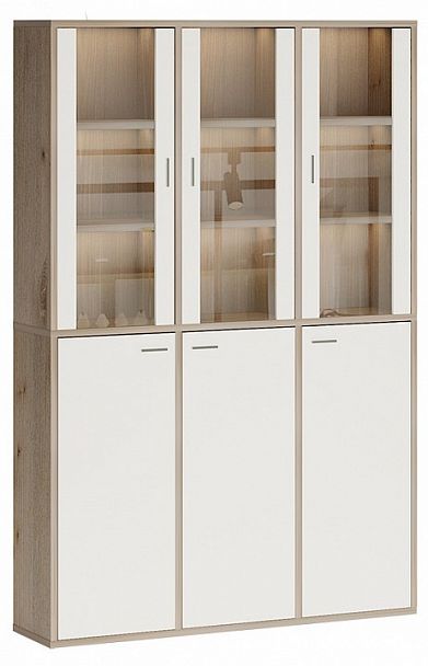 Шкаф-витрина Домино СУ(ш3в2)+3ФГ+3ФС Белый/Нельсон - Вид 1