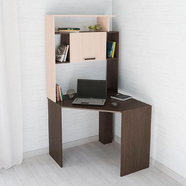 Стол компьютерный Квартет-12 (1752*900*900) Венге, Дуб молочный - Вид 1