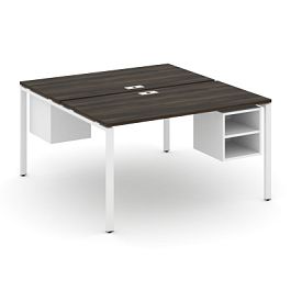 Concept Рабочая станция 2 сторонняя с подвесными тумбами на 2 места CN.DRS-107 Дуб Мали/Белый Бриллиант/Металл Белый 1380*1480*750 - Фото предпросмотра