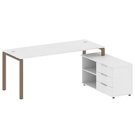 Metal System Р. ст. с тумбой на П-образном м/к БП.РС-СТС-2.5 (R) Белый/Мокко металл 1900*1520*750 - Фото предпросмотра