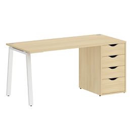 Home Office Стол письменный VR.SP-3-158.4.A Акация/Белый металл 1580*720*750 - Фото предпросмотра