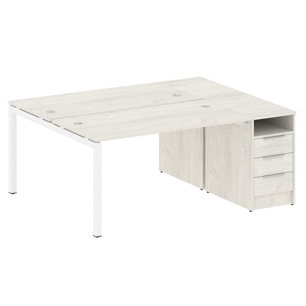 Metal System Quattro Р. ст. с тумбой на П-образном м/к 50БП.РС-СТП-2.3 Дуб наварра/Белый металл 1812*1475*750 - Вид 1