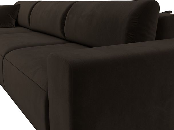 Диван угловой Лига-036 Классик Лонг левый угол Микровельвет коричневый - Вид 4