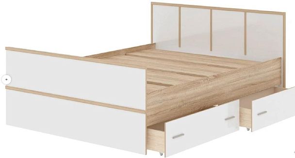 "Сакура" кровать 1,4м LIGHT (1550х860х2034) дуб сонома/белый - Вид 5