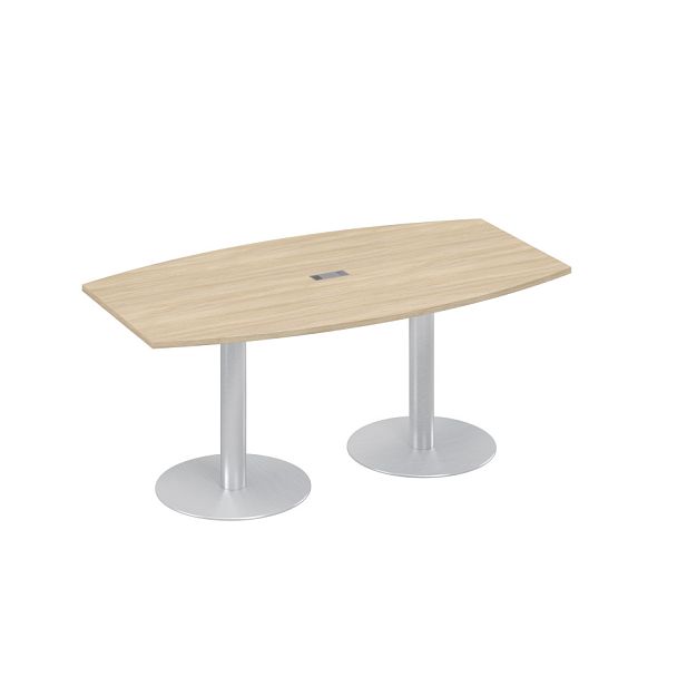 Стол 180x100 фигурный на опорах-колоннах переговорный A4 А4 ХР 112 дуб скандинавский - Вид 1