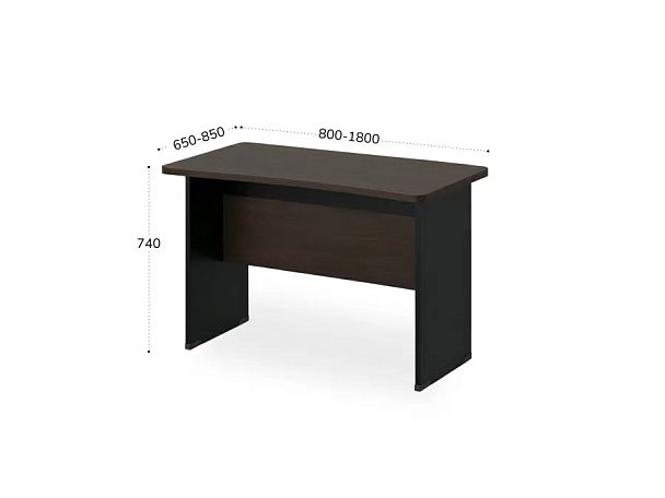 БЕРЛИН / BERLIN Стол прямой с вогнутой столешницей 850 мм 1800х850х740 Венге/Черный - Вид 3