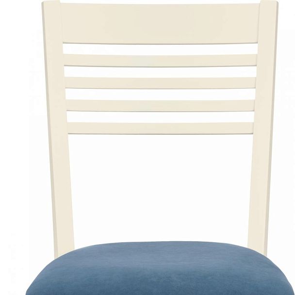 Комплект деревянных стульев с мягким сиденьем Ноэль Слоновая кость/Синий велюр, 3 шт. - Вид 6