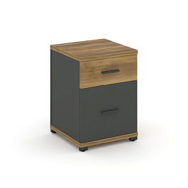 Concept Тумба опорная/приставная 1 ящ.+1 распаш. фасад CN.TUO-004 W Сандал Янтарный/Антрацит/Металл Антрацит 420*420*583 - Фото предпросмотра