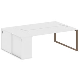 Metal System Р. ст. с шкафом-купе на О-образном м/к БО.РС-СШК-1.5 Т Белый/Мокко металл 2210*1475*750 - Фото предпросмотра