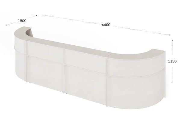 ЛАЙТ / LIGHT RLG073 Двойной ресепшн 440x180x115 Дуб Молочный - Вид 3