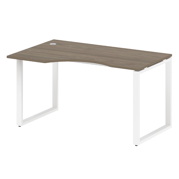 Metal System Стол криволинейный левый на О-образном м/к БО.СА-2 (L) Вяз/Белый металл 1400*900*750 - Вид 1