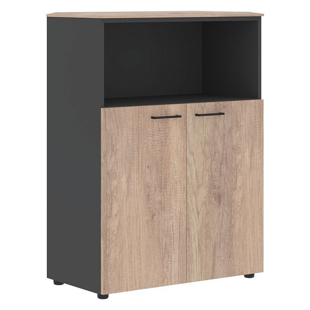 Шкаф с глухими малыми дверьми и топом JMC 85.3 Дуб Каньон/Антрацит 856х452х1184 JAY - Вид 1