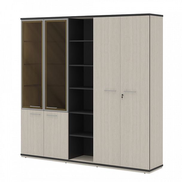 Гардероб комбинированный глубокий "Сенатор"  ПК-СЕ-ШГ3С220Х225К1Г1ДС/Г/35-В1-30 дуб альпийский - Вид 1