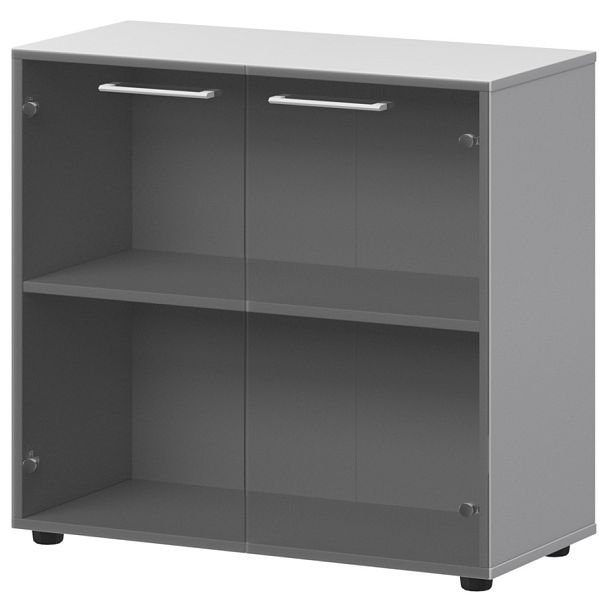 Шкаф низкий со стеклом СМШ28S(Б) Белый 792x380x811 Кортез - Вид 1