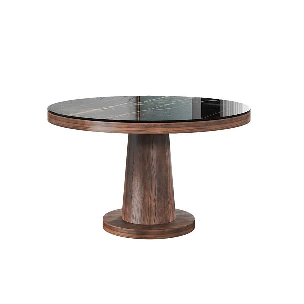 Стол круглый обеденный Bilbo 110, керамика глянцевая черная - Вид 2