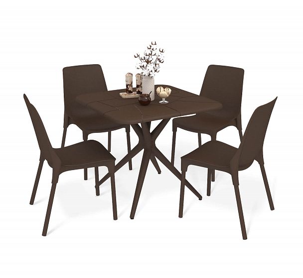 Обеденная группа Sheffilton SHT-DS206 коричневый/коричневый муар - Вид 2