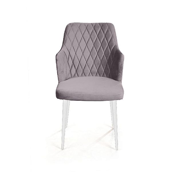 Стул с подлокотниками Hunt ромб, бархат светло-серый 26 / белый конус - Вид 2