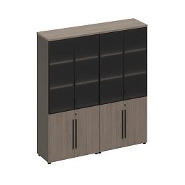 Шкаф для документов со стеклянными дверями (стенка из 2 шкафов) U.RUS РС 319 ДЧ/ЛС дуб виченца/лава серая - Фото предпросмотра