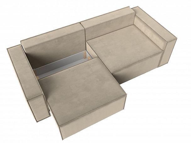 Диван прямой Куба (полностью микровельвет бежевый) - Вид 6